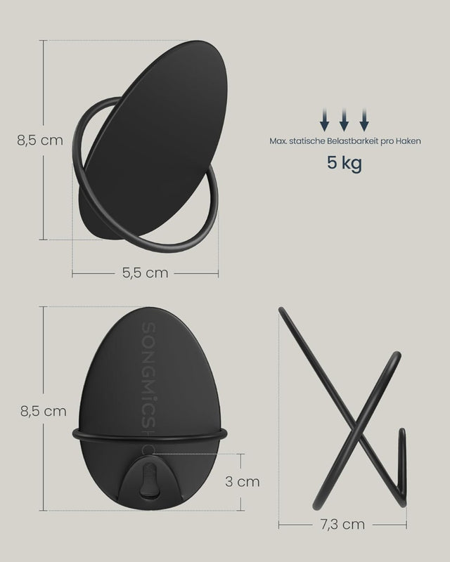 Garderobenhaken Kleiderhaken 4er Set Schwarz