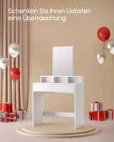 Schminktisch Modern Spiegel Schubladen Fächer Weiss