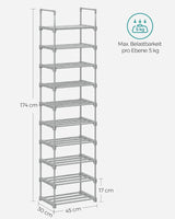 Schuhregal Schuhschrank 10 Ebenen