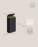 Wäschekorb Wäschesammler Schmal Bambus 65l Schwarz