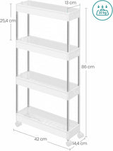 Rollwagen Küchenregal mit Haken Weiss