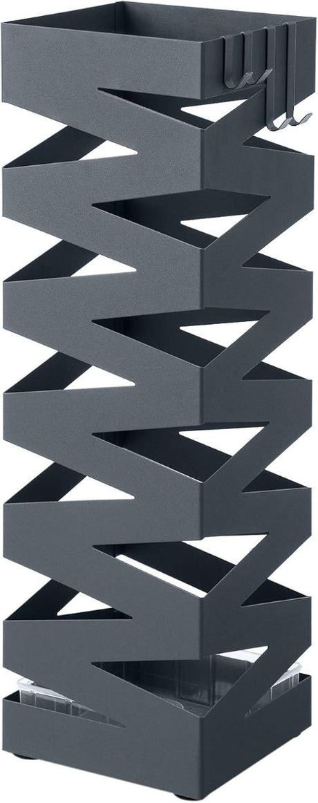 Regenschirmständer Metall quadratisch mit Haken Anthrazit von Songmics