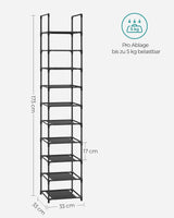 Schuhregal Metallgestell 10 Ebenen Schwarz von Songmics