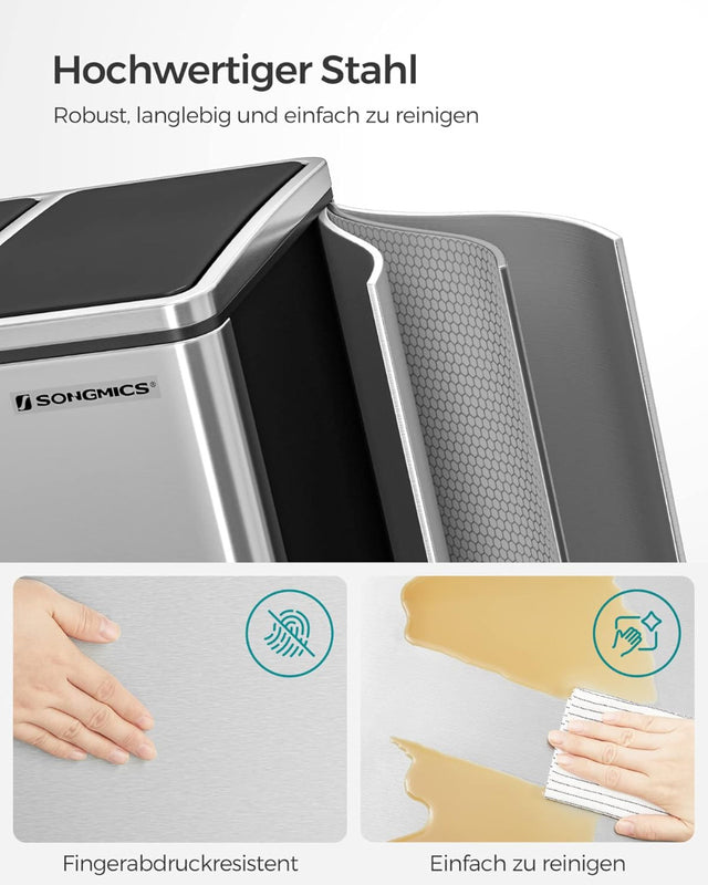 Mülleimer Küche Mülltrennsystem 3 Fächer Silber