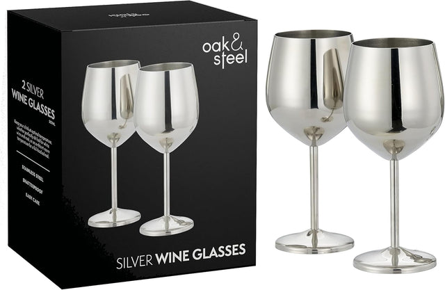 Edelstahl Weingläser Silber 2er-Set