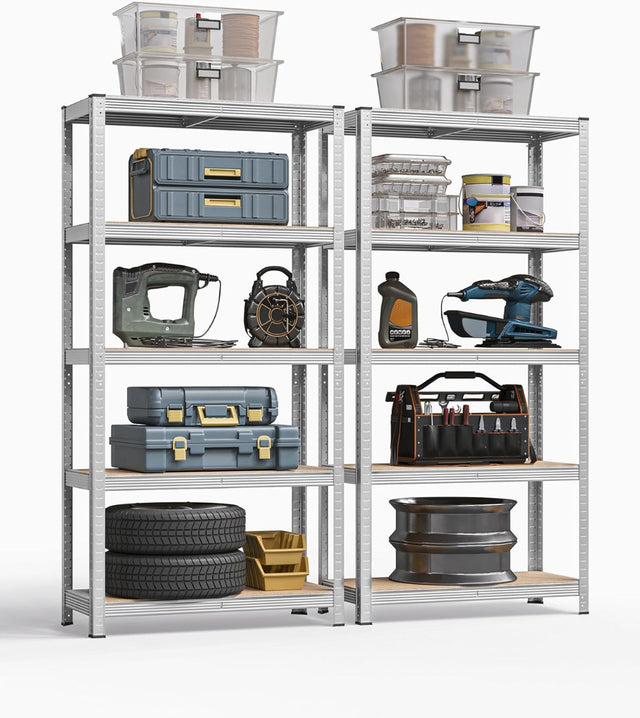 Schwerlastregal 2er Set mit Stahlgestell silbern von Songmics