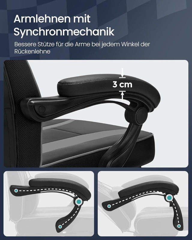 Bürostuhl Ergonomisch Höhenverstellbar Neigbar Tintenschwarz von Songmics