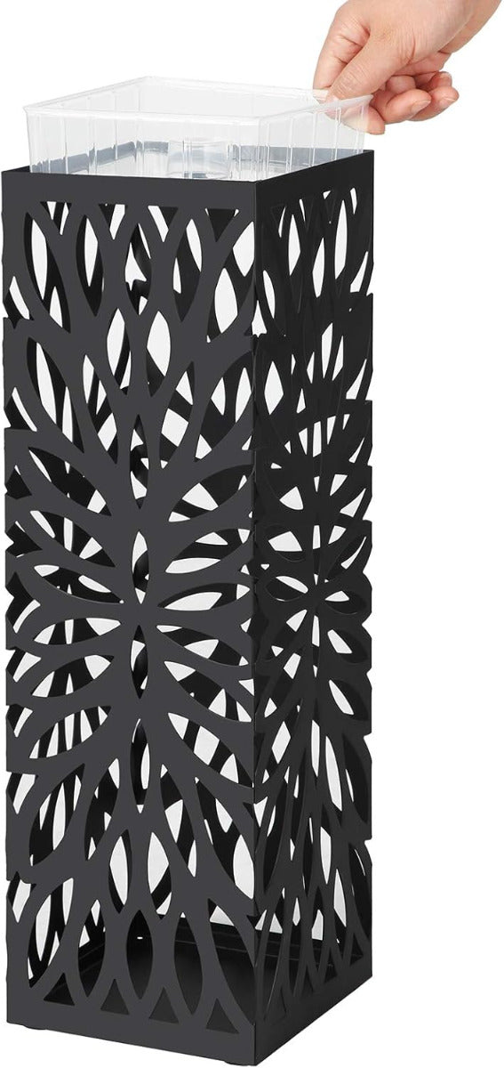 Regenschirmständer Metall quadratisch mit Haken schwarz von Songmics