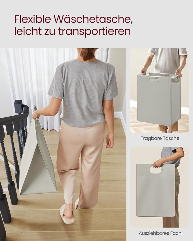 Wäschekorb mit Ablage, cremeweiss-mattweiss von Songmics