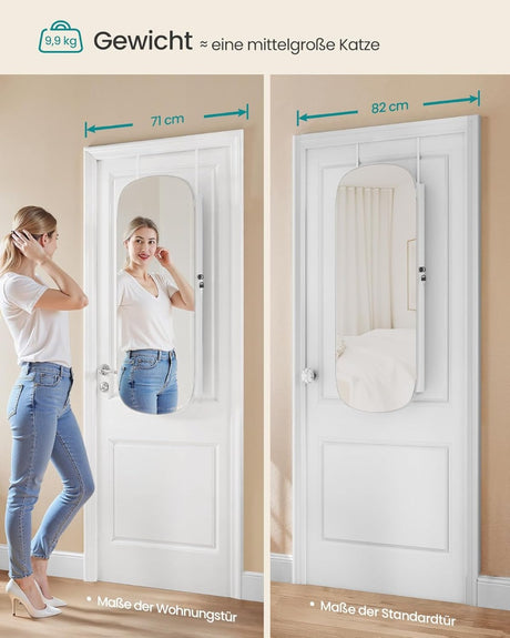 Schmuckschrank Spiegelschrank LED Beleuchtung abschliessbar Weiss