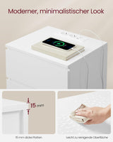 Nachttisch Set mit Steckdosen Modern Weiss