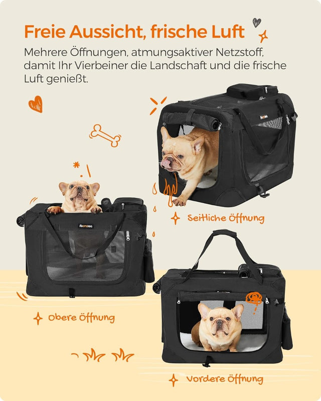 Hundebox faltbar Transportbox atmungsaktiv Metallrahmen schwarz von Songmics