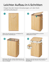 Wäschekorb Wäschesammler mit Deckel Bambus 72l