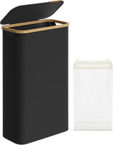 Wäschekorb Wäschesammler Schmal Bambus 65l Schwarz