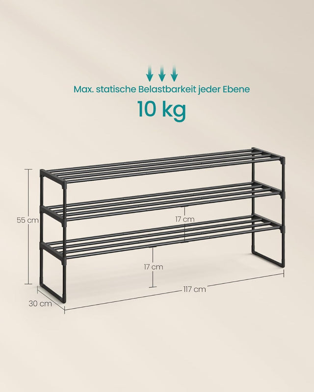 Schuhregal 3 Ebenen Schuh-Organizer Stapelbar