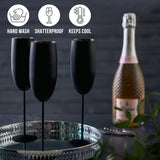 Edelstahl Sektgläser Flute Schwarz Matt 2er-Set