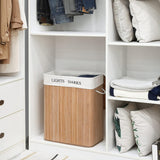 Wäschekorb Wäschesammler 2 Fächer Bambus 100l