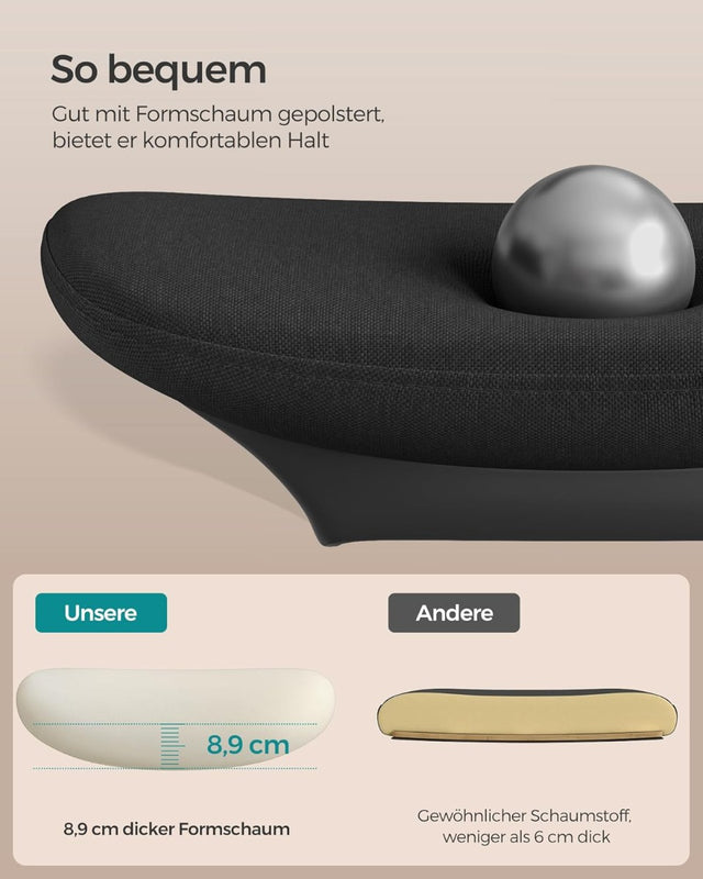 Bürostuhl Ergonomisch Verstellbar Belastbar Tintenschwarz