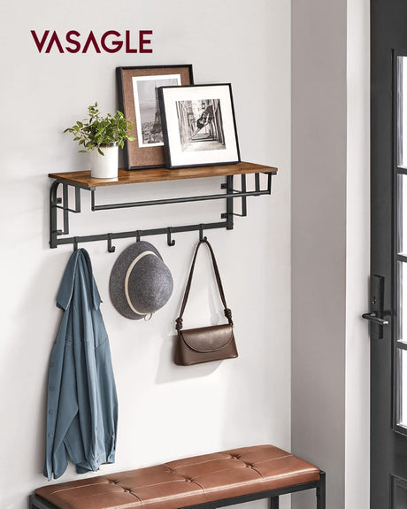 Wandgarderobe mit Aufbewahrungsregal 80cm rustikal Braun von Songmics