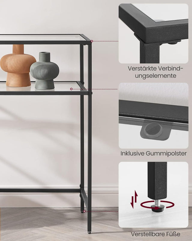 Konsolentisch Glasplatte Metallrahmen Verstellbar Schwarz