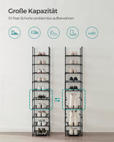 Schuhregal Metallgestell 10 Ebenen Schwarz von Songmics