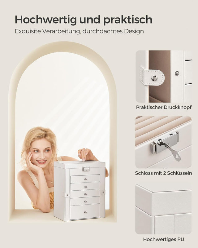 Schmuckkasten Schmuckschatulle mit 6 Ebenen