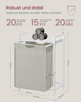 Wäschekorb mit Ablage, cremeweiss-mattweiss von Songmics