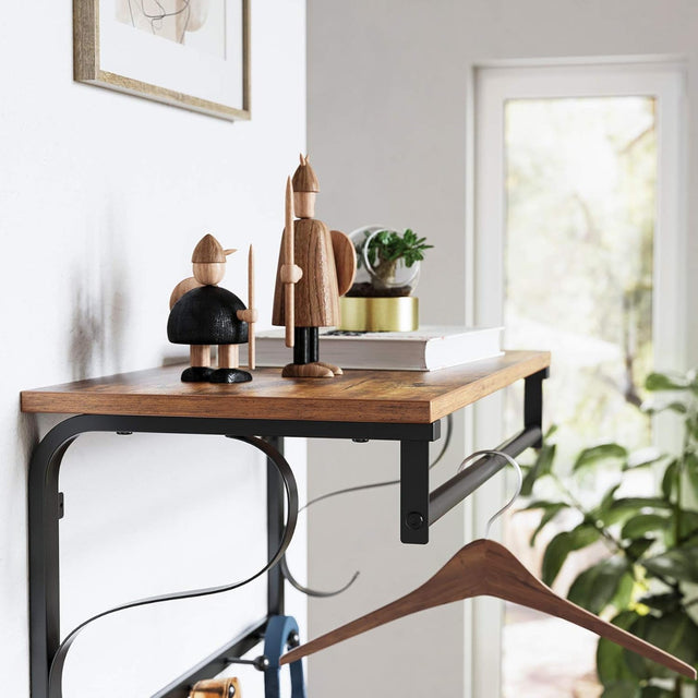 Wandgarderobe mit Regal, 5 Haken, rustikales Braun von guteszeug.ch