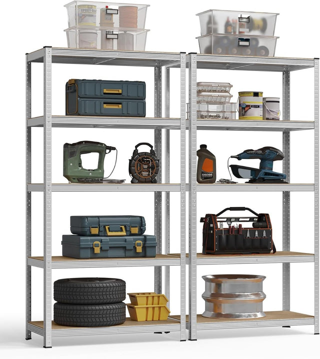 Schwerlastregal Stahlgestell 5 Ablagen Silber