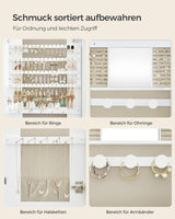 Schmuckschrank Spiegelschrank LED Beleuchtung abschliessbar Weiss