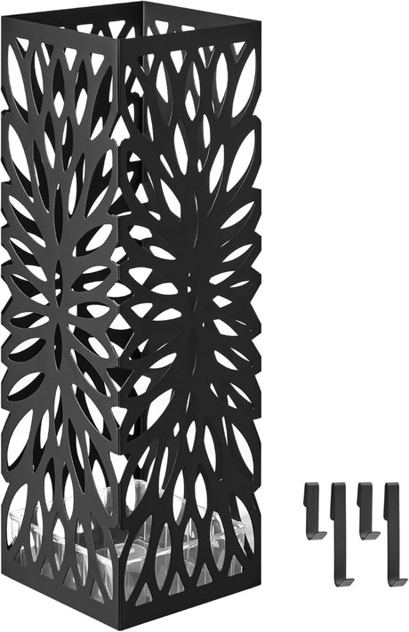Regenschirmständer Metall quadratisch mit Haken schwarz von Songmics