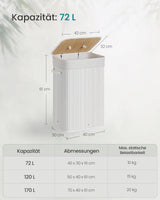 Wäschekorb Wäschesammler Bambus 72l weiss