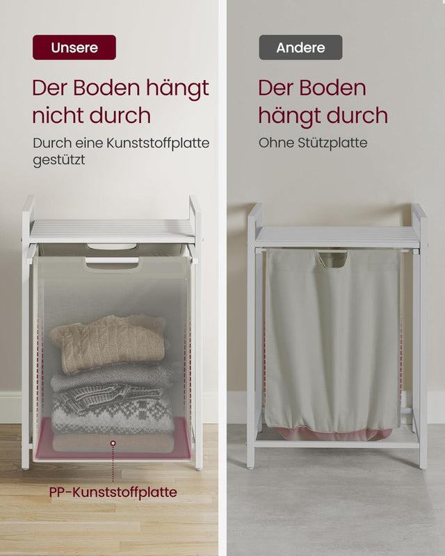 Wäschekorb mit Ablage, cremeweiss-mattweiss von Songmics