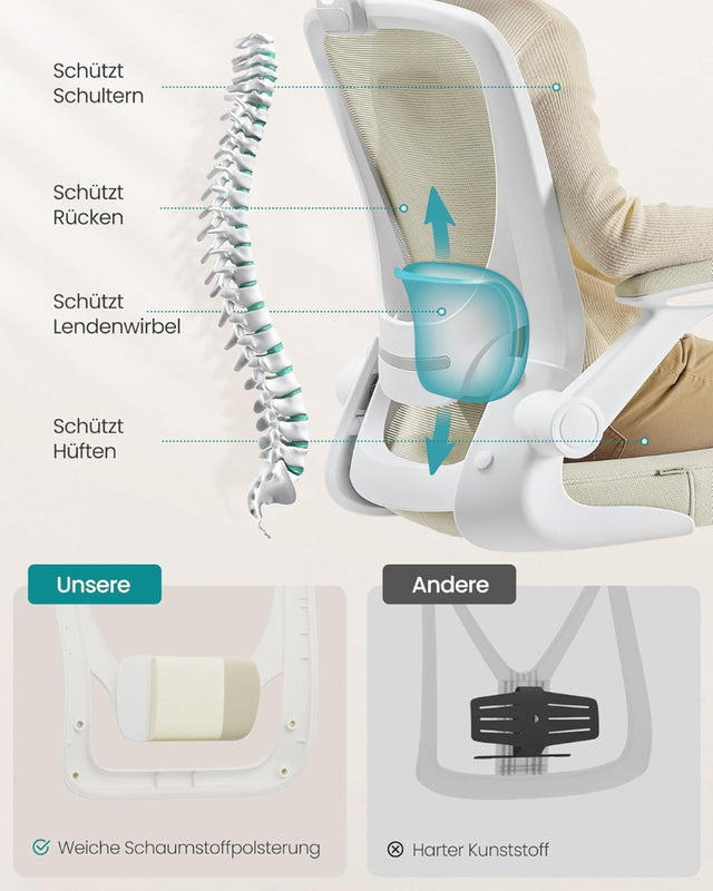 Bürostuhl Ergonomisch Drehstuhl Höhenverstellbar Beige
