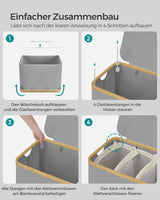 Wäschekorb Wäschesammler 3 Fächer Bambus 150l Grau