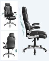 Bürostuhl Gaming Verstellbar Kopfstütze Armlehnen Schwarz von Songmics