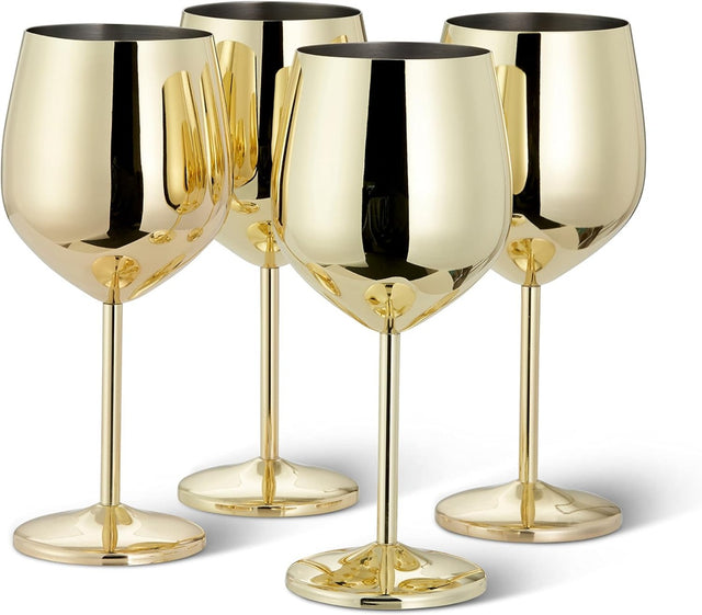 Edelstahl Weingläser Gold 4er-Set