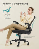 Bürostuhl Schreibtischstuhl Hochklappbare Armlehnen Schwarz