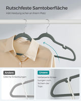 Kleiderbügel Samt 30er Set rutschfest Grau