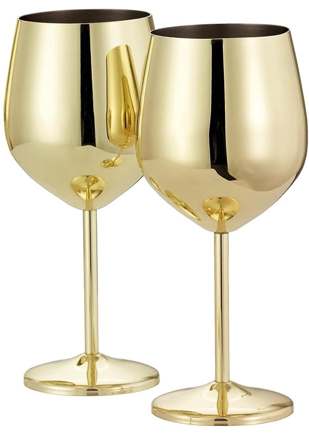 Edelstahl Weingläser Gold 2er-Set