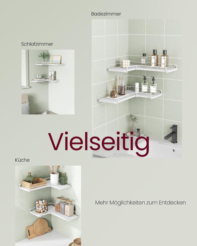 L-förmiges Eckregal Wandregal 2er Set Weiss