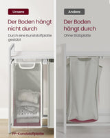 Wäschekorb mit 3 Fächern und Ablage, cremeweiss-mattweiss von Songmics