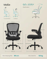 Bürostuhl Schreibtischstuhl Hochklappbare Armlehnen Schwarz