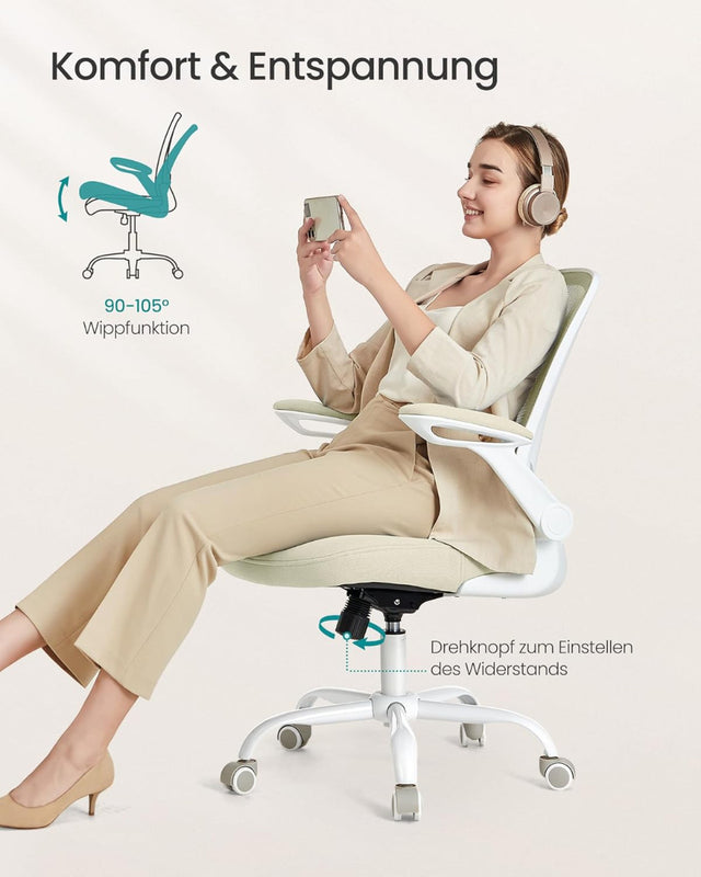 Bürostuhl Ergonomisch Drehstuhl Höhenverstellbar Beige