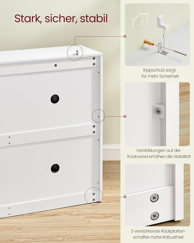 Schuhschrank Klappen Verstellbar Schuhregal Schneeweiss