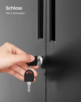 Aktenschrank abschliessbar Stahl Mehrzweckschrank Mattschwarz von Songmics