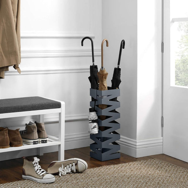 Regenschirmständer Metall quadratisch mit Haken Anthrazit von Songmics