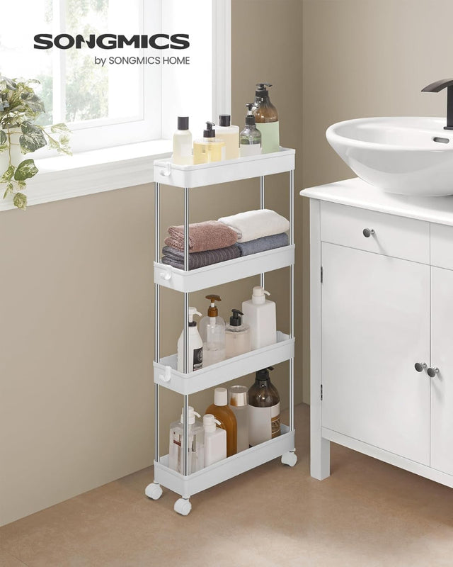 Rollwagen Küchenregal mit Haken Weiss