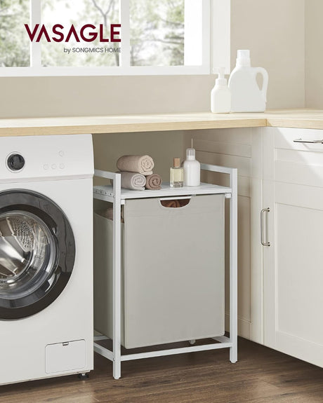 Wäschekorb mit Ablage, cremeweiss-mattweiss von Songmics