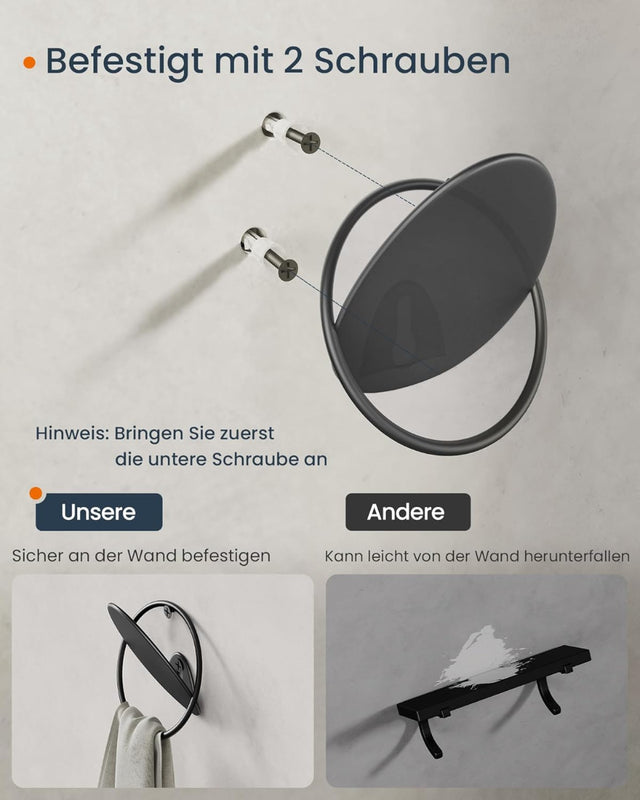 Garderobenhaken Kleiderhaken 4er Set Schwarz